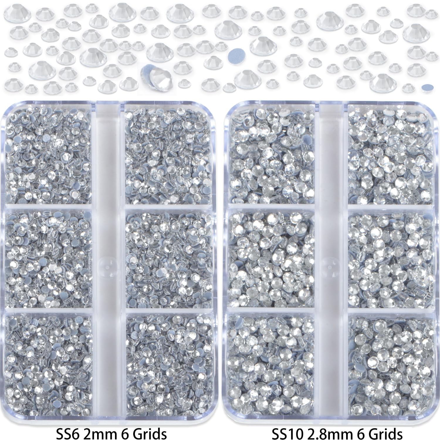 QOGIR 10000 Pieces Mixed Size Clear Hotfix Rhinestones – 4 Boxes with Tweezers & Picking Pen
