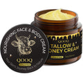QOOQ Grass-Fed Beef Tallow Facial Cream – Unscented, Raw Honey & Shea Butter (2 oz)