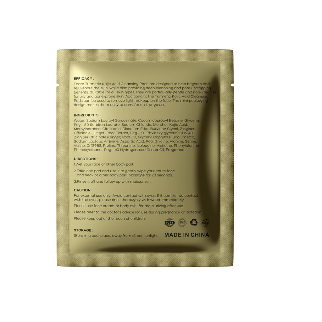 QOOQ Turmeric Kojic Acid Cleansing Pads – Individually Sealed Travel-Size (20 Pads) | Gentle Brightening Exfoliator