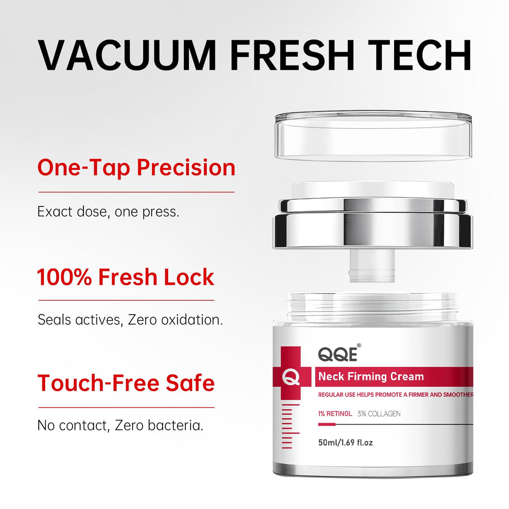 QQE Neck Firming Cream with Retinol, Collagen & Hyaluronic Acid | Instant Lift for Neck, Face & Chest