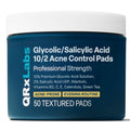 QRxLabs Salicylic & Glycolic Acid Acne Clearing Pads - 2% Salicylic, 10% Glycolic - 50 Count