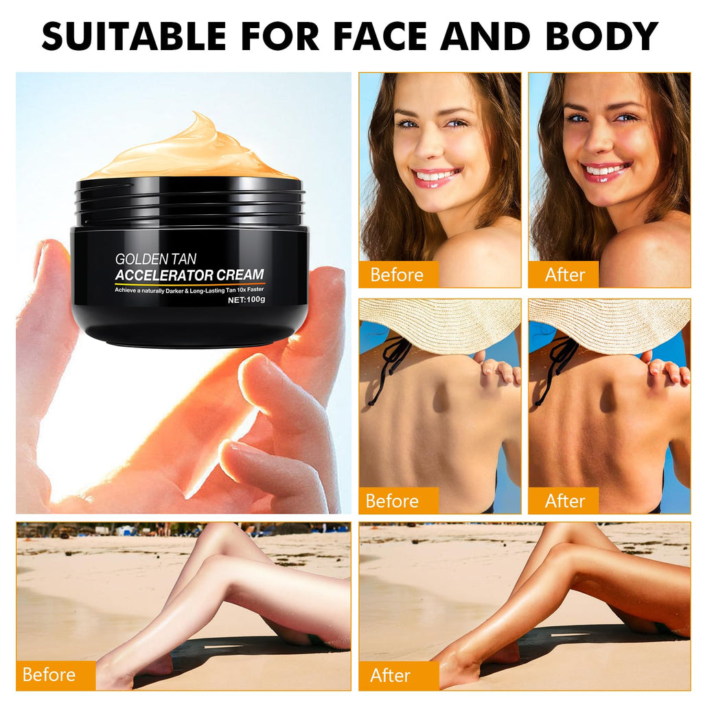 QRZBPZWE Tan Accelerator Cream – Natural Tanning Lotion for Face & Body | Indoor & Outdoor Use (2-Pack)