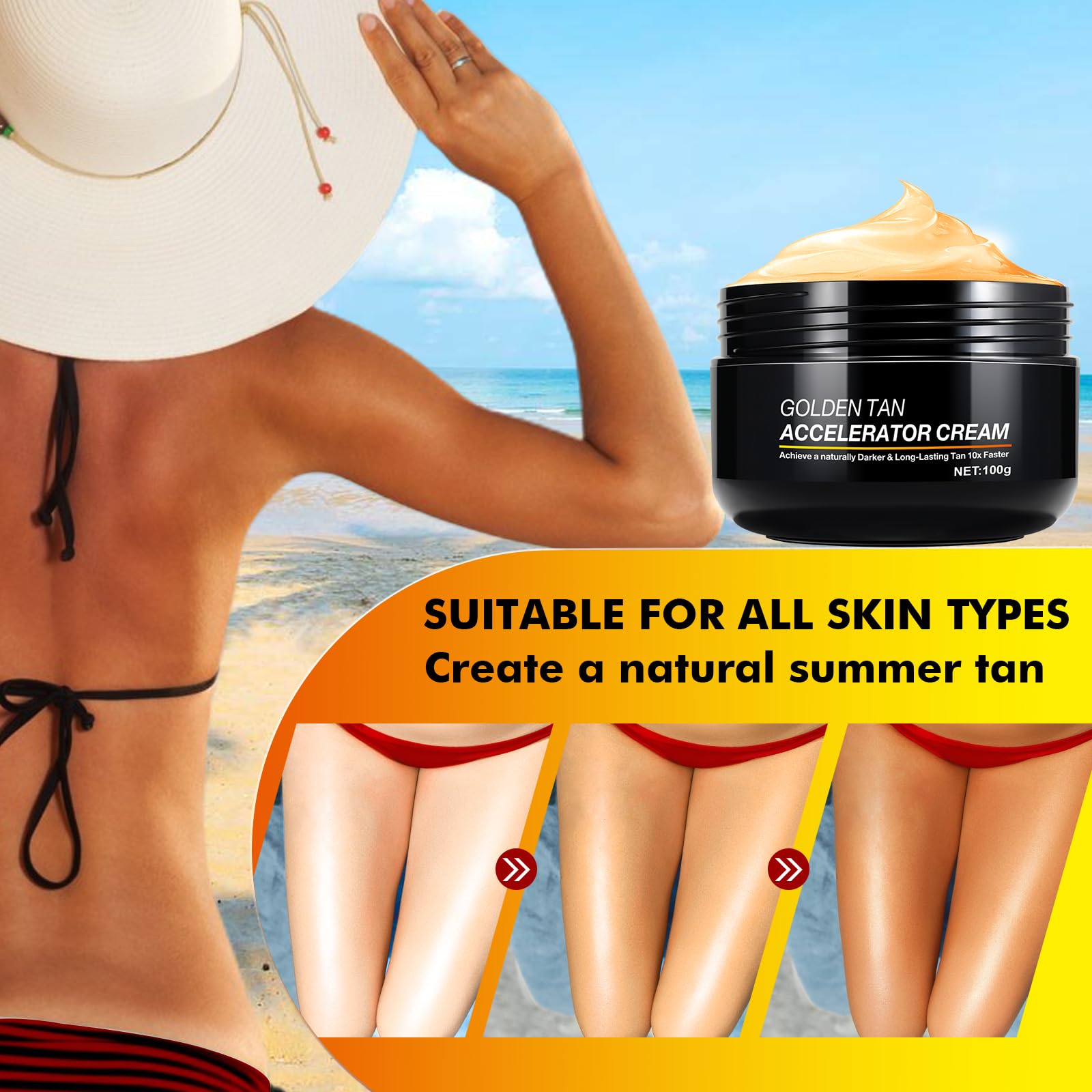 QRZBPZWE Tan Accelerator Cream – Natural Tanning Lotion for Face & Body | Indoor & Outdoor Use (2-Pack)