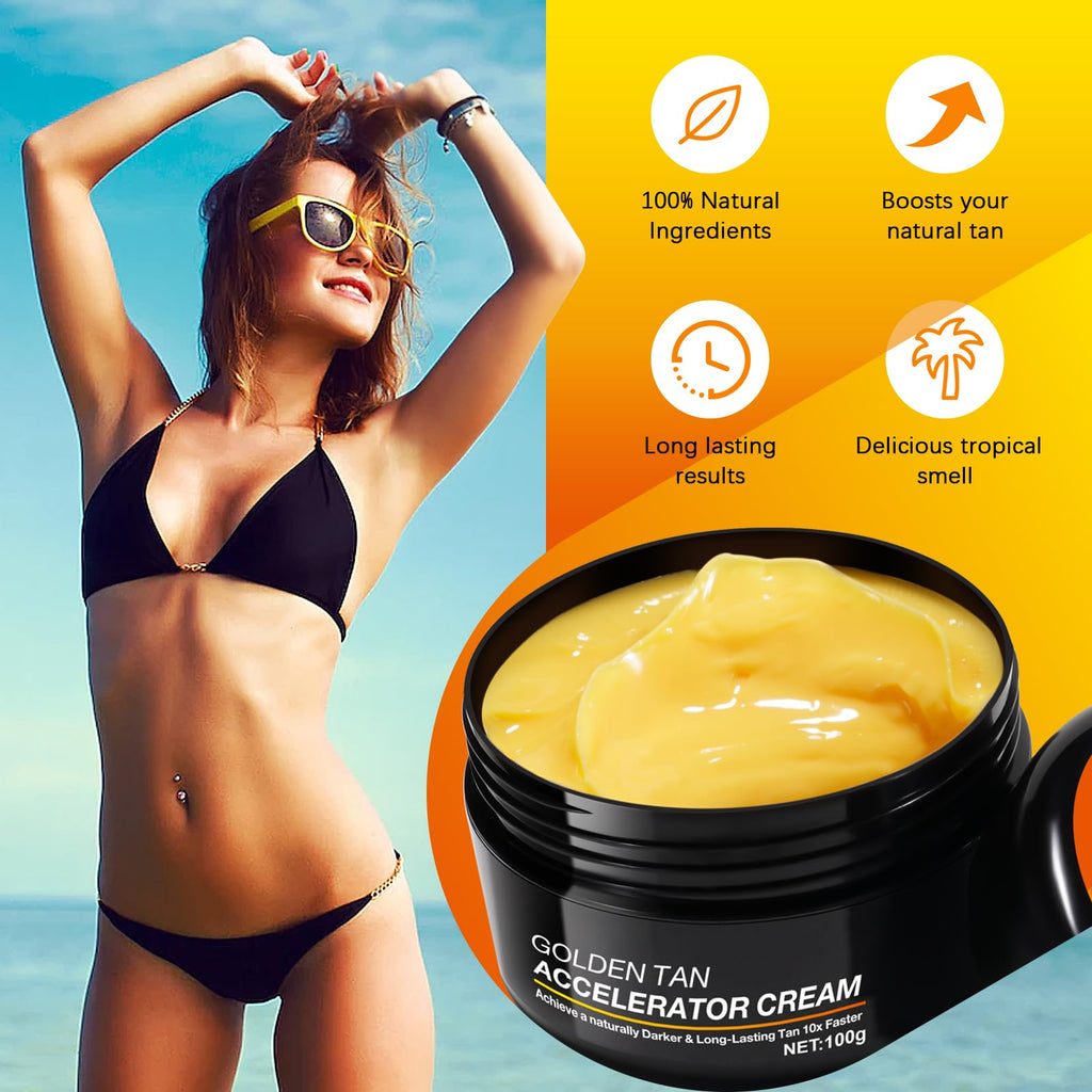 QRZBPZWE Tan Accelerator Cream – Natural Tanning Lotion for Face & Body | Indoor & Outdoor Use (2-Pack)