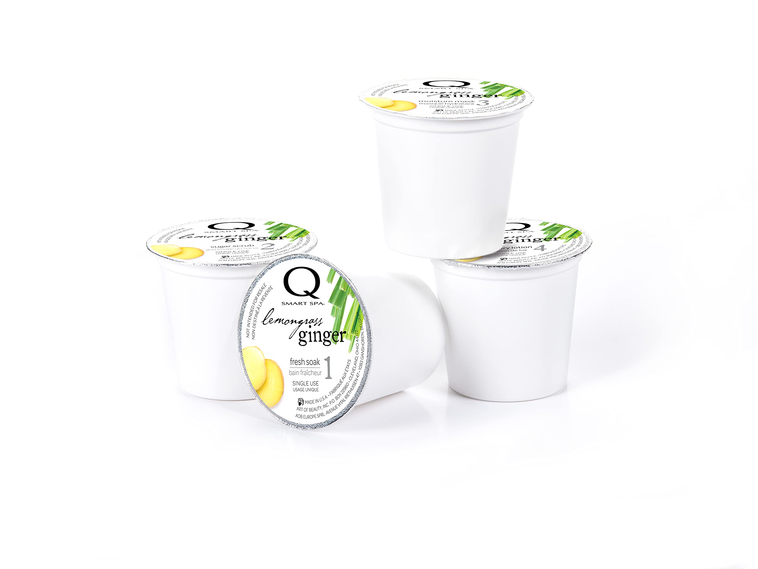 QTICA Perfect Pedicure Set — 4-Step System with Fresh Soak, Sugar Scrub, Moisture Mask & Luxury Lotion (Lemongrass Ginger)