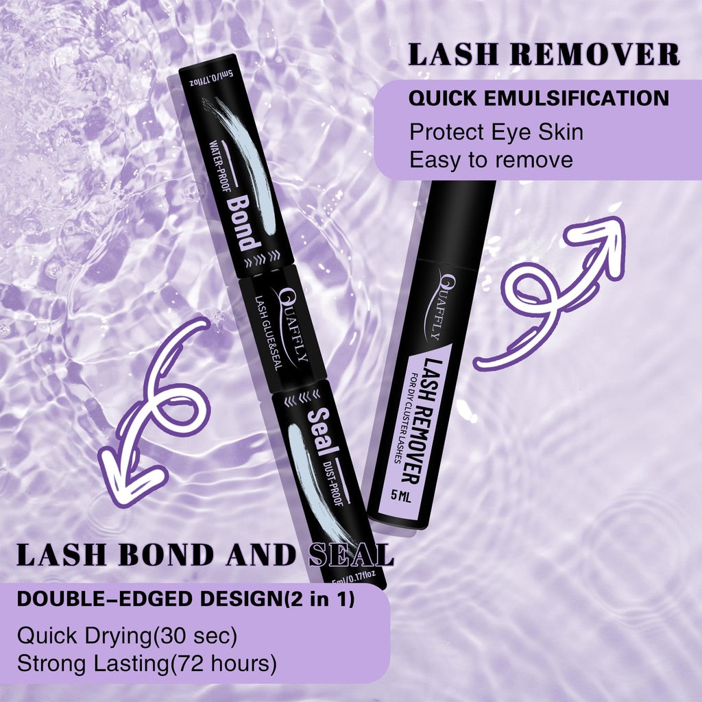 QUAFFLY DIY Lash Extension Kit 1676Pcs – D-Curl Spike Lashes, Bottom Lashes, Bond & Seal