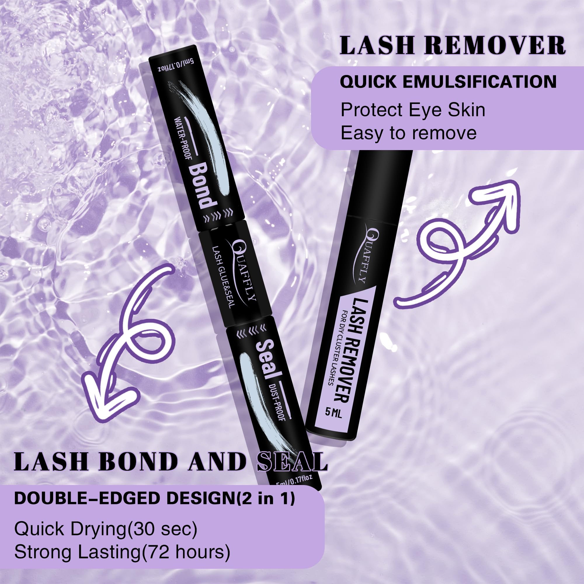 QUAFFLY DIY Lash Extension Kit 1676Pcs – D-Curl Spike Lashes, Bottom Lashes, Bond & Seal