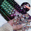 Quafochi 60pcs Keyboard Stickers for Long Nails – Clear Glass Bubbles, No-Residue, Universal Fit