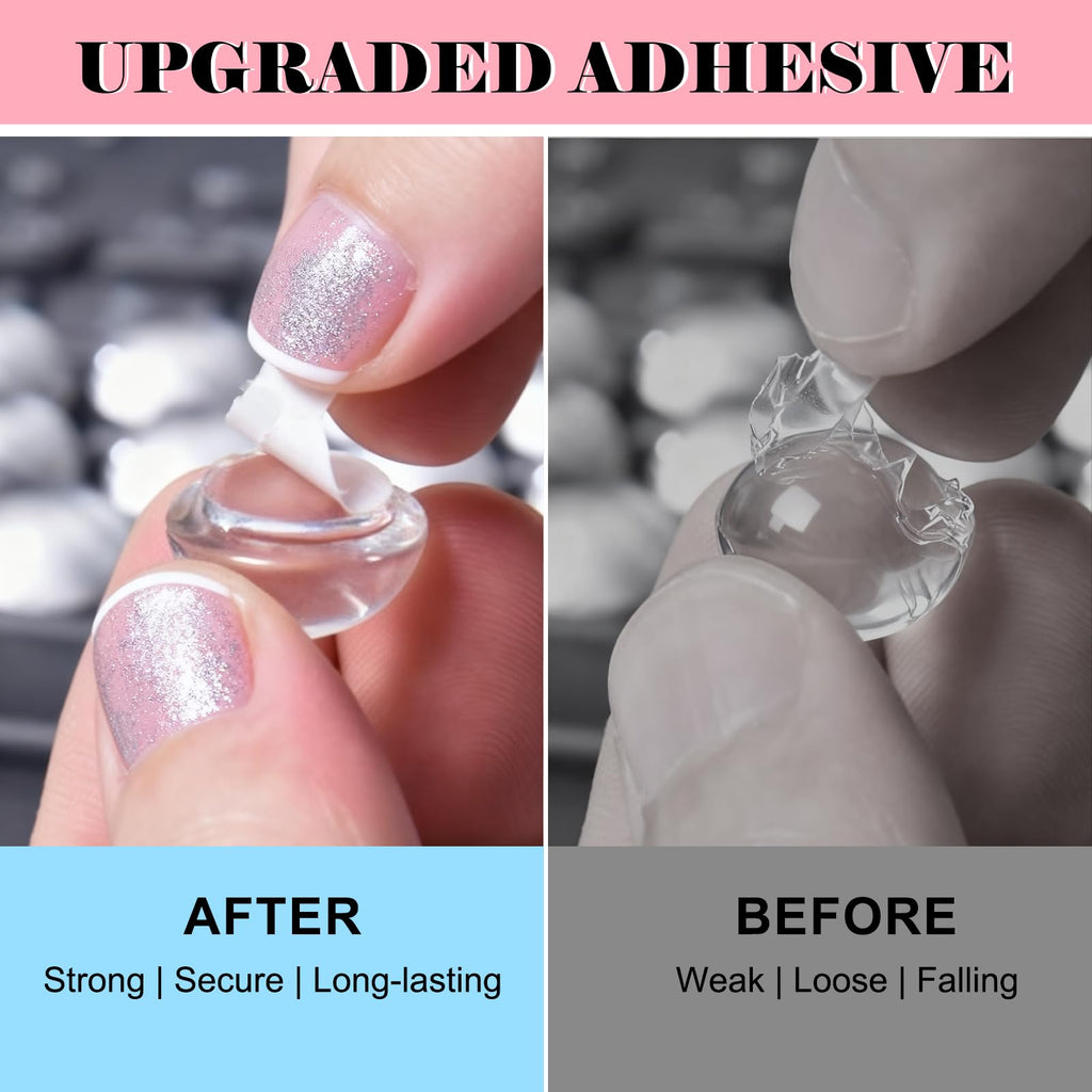Quafochi 60pcs Keyboard Stickers for Long Nails – Clear Glass Bubbles, No-Residue, Universal Fit