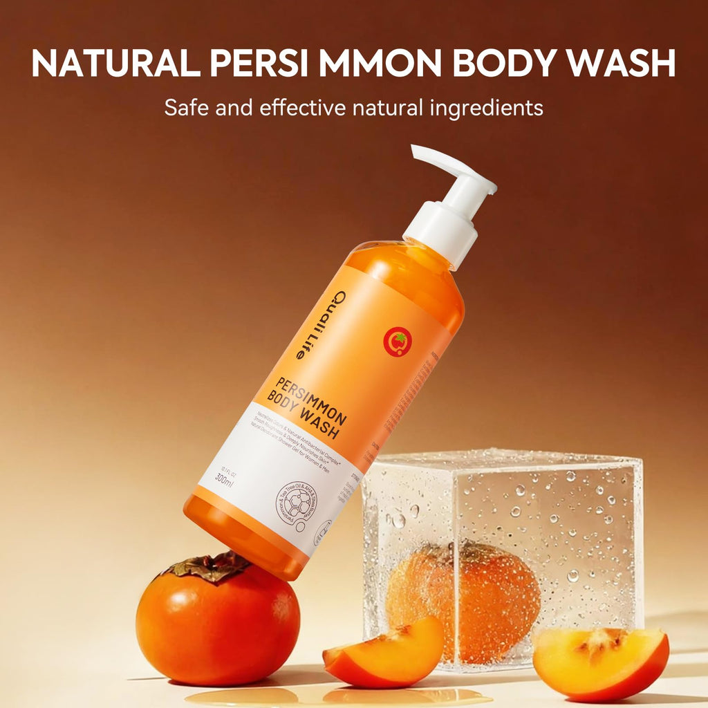 QualiLife Persimmon Body Wash – Natural Odor Neutralizer with Hydrating Cleanse