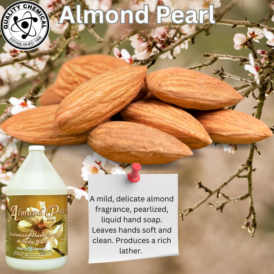 Quality Chemical Almond Pearl Luxury Hand Soap Refill – Gentle, Antibacterial, Delicate Almond Scent – 128 oz