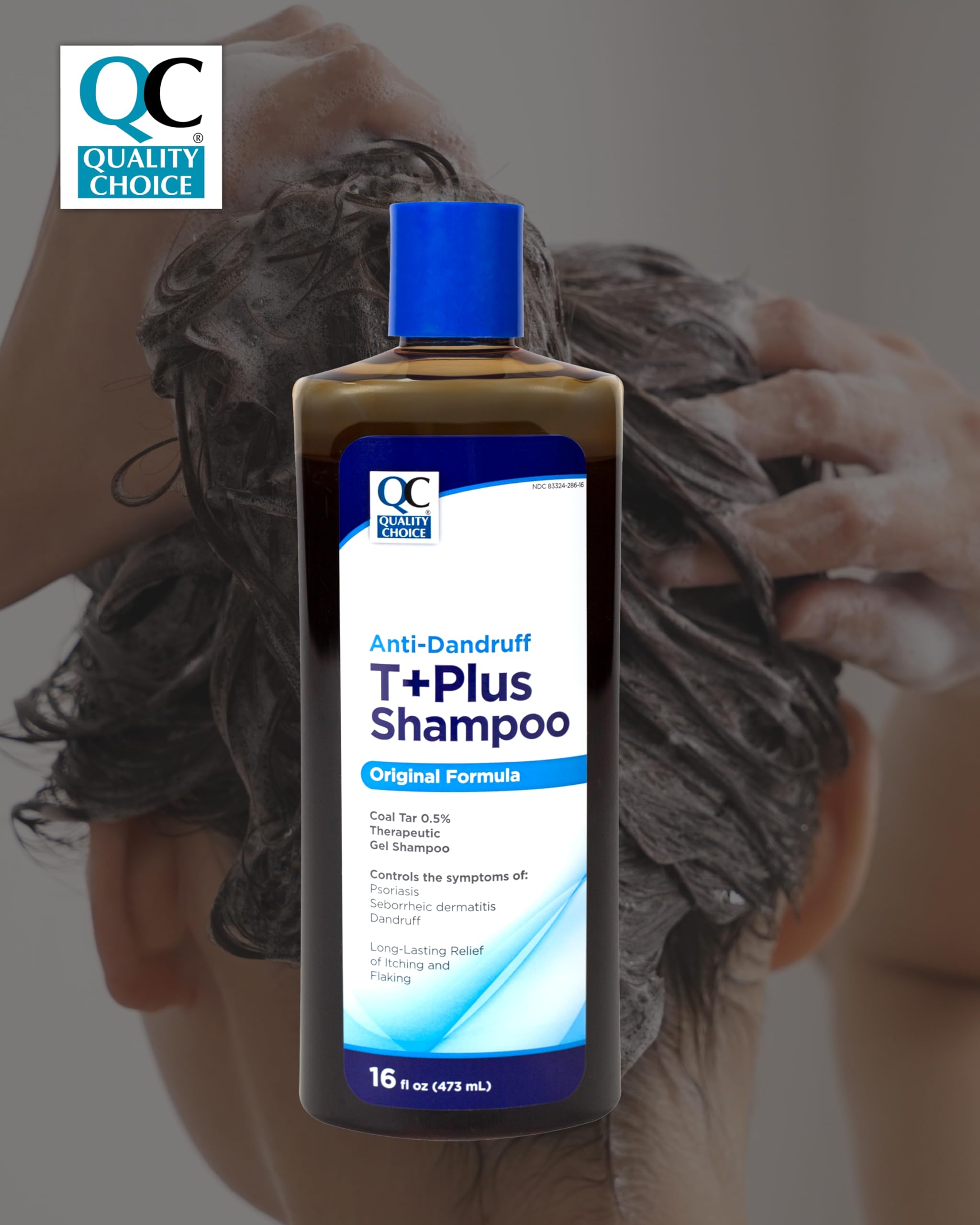 Quality Choice Therapeutic T+Plus Coal Tar Gel Shampoo 0.5% Coal Tar Original Strength 16 Fl Oz