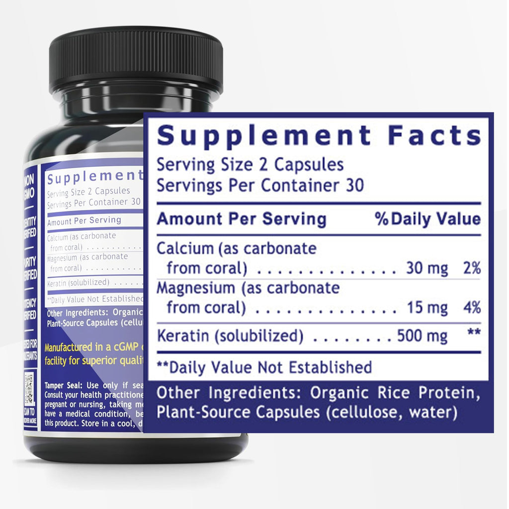 Quantum Nutrition Labs Hair Skin and Nails Keratin Supplement – 60 Vegetarian Capsules