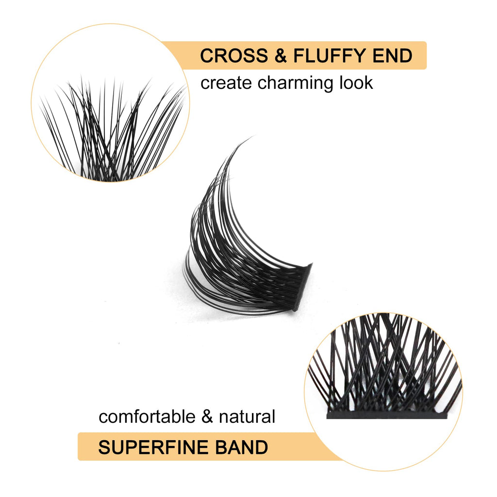QUEWEL Cluster Lashes 144 Pcs Mega-D-MIX DIY Eyelash Extensions, C/D Curl, 8-16mm