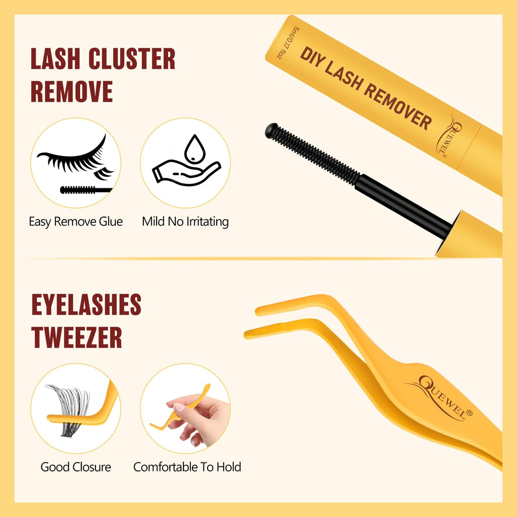 QUEWEL Lash Clusters Kit – 320 Pcs 30D/40D Wispy Lash Extensions for DIY Styling