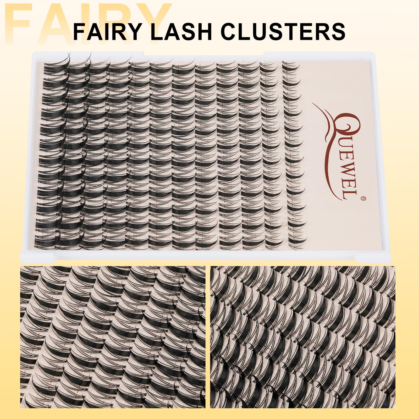 QUEWEL Fairy-Lash-Clusters Kit - DIY Manga Lash Clusters (144pcs) 10-18mm with Invisible Band