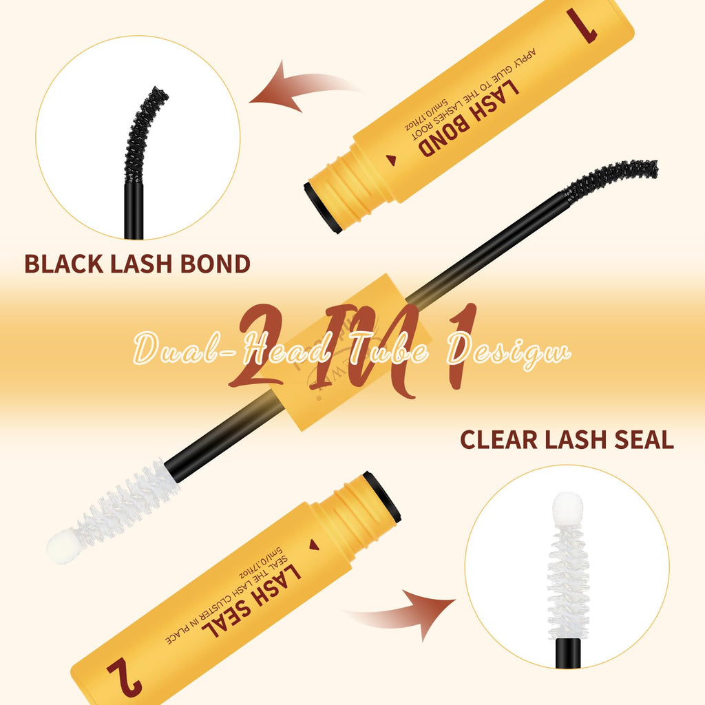 QUEWEL Lash Bond and Seal 2 in 1 Lash Cluster Glue | 10ML Waterproof Lash Bond & Seal for DIY Lash Extensions at Home