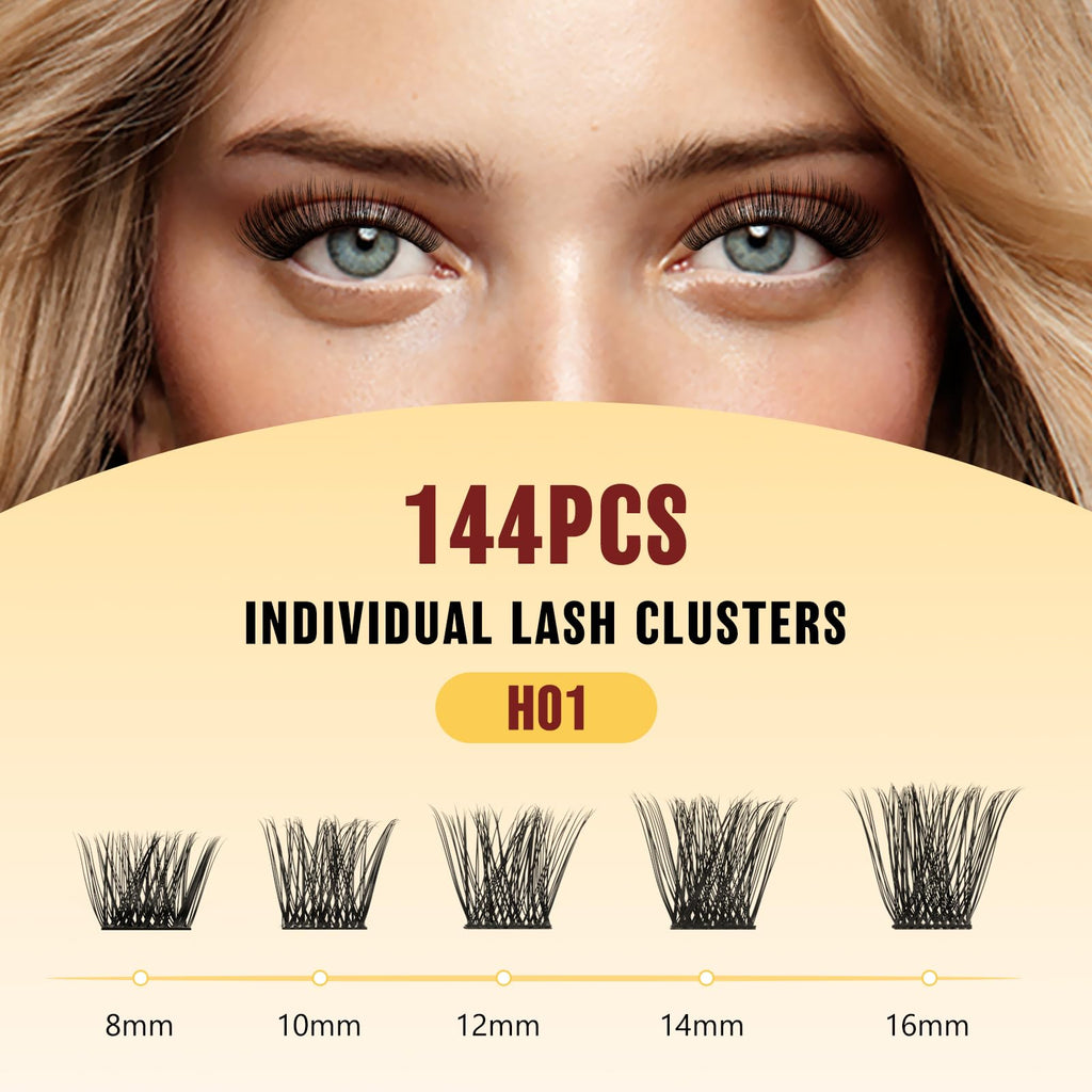 QUEWEL DIY Lash Extension Kit – 144 Lashes, Bond & Seal, Waterproof, At-Home Lash Kit