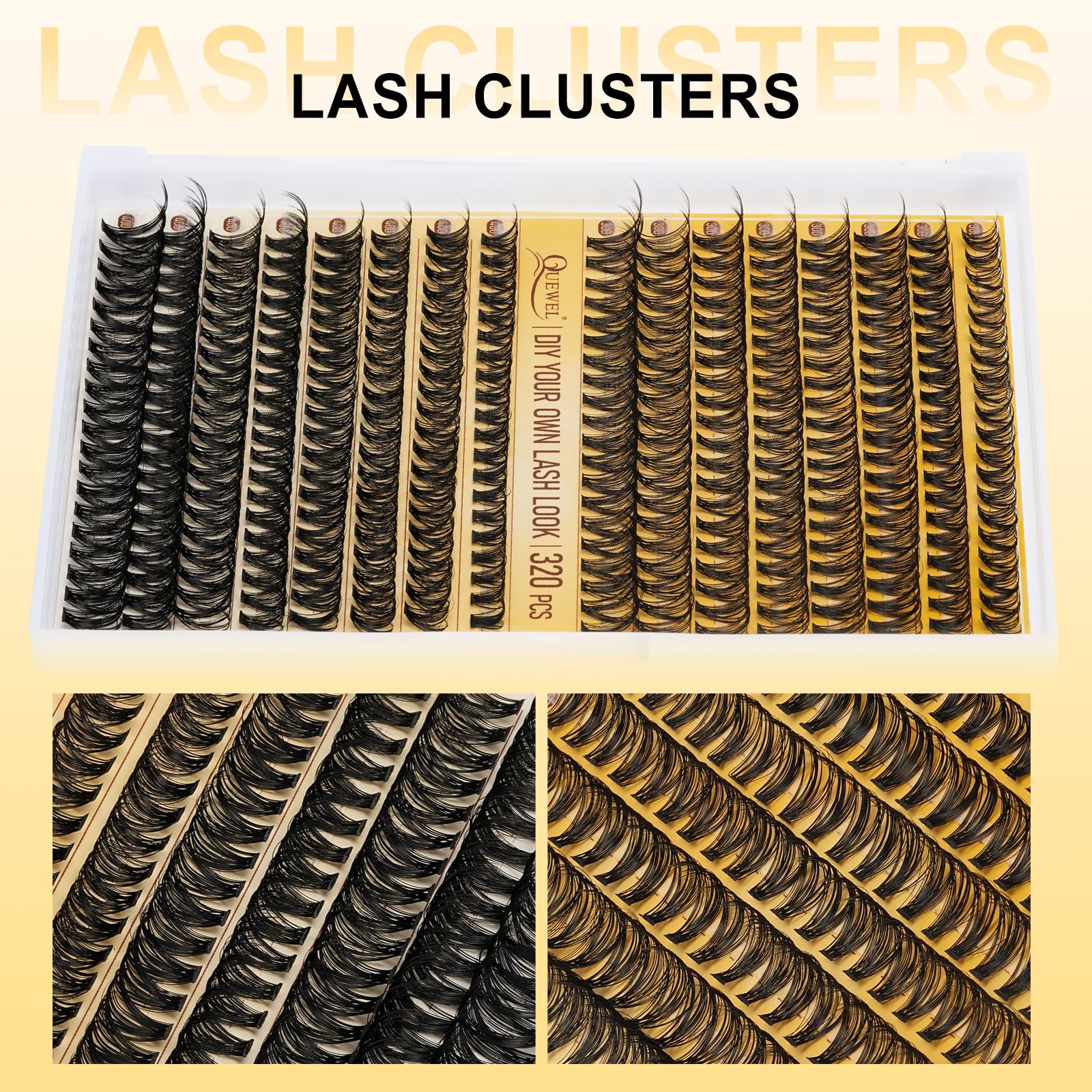 QUEWEL Lash Clusters Kit – 320 Pcs 30D/40D Wispy Lash Extensions for DIY Styling