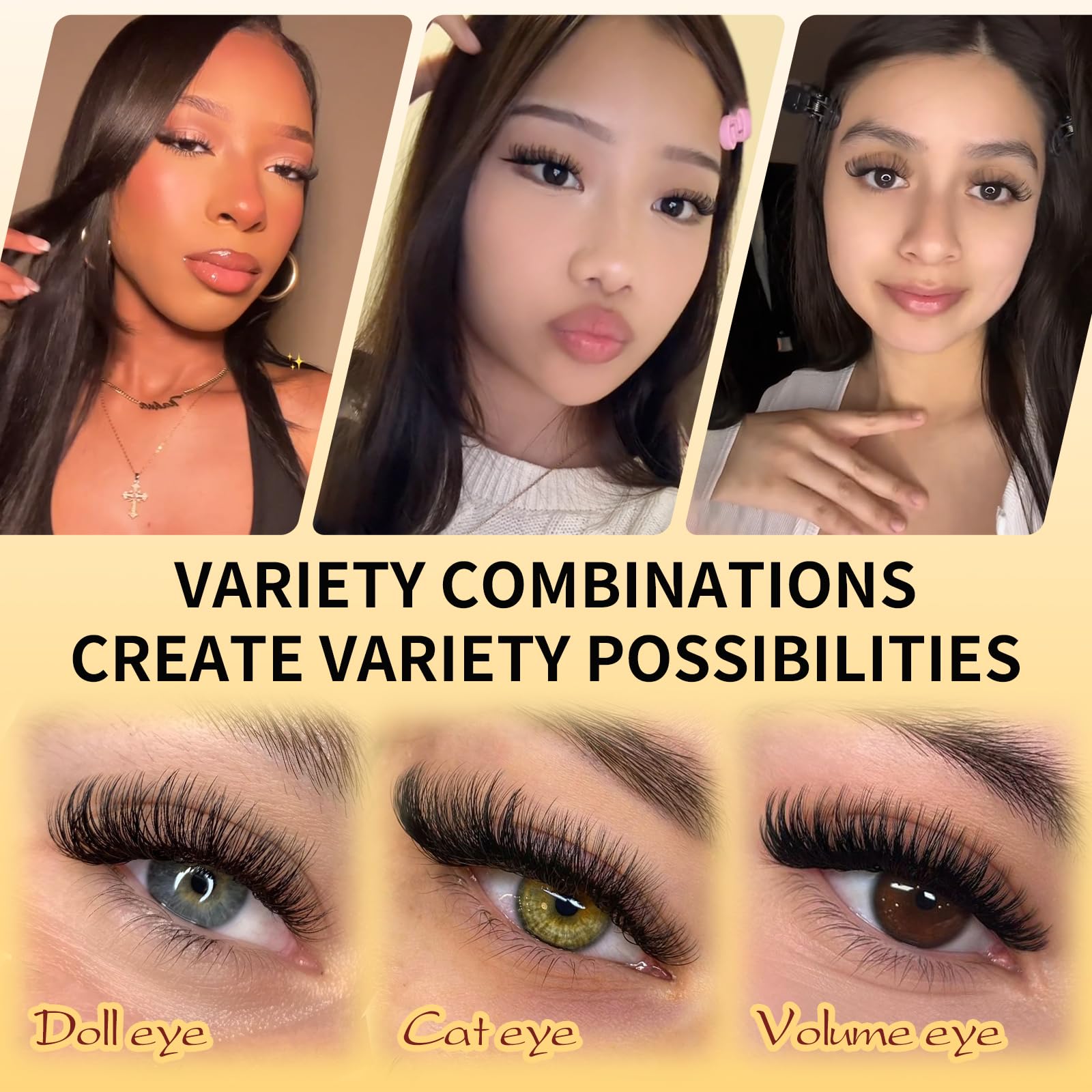 QUEWEL Lash Clusters Kit – 320 Pcs 30D/40D Wispy Lash Extensions for DIY Styling