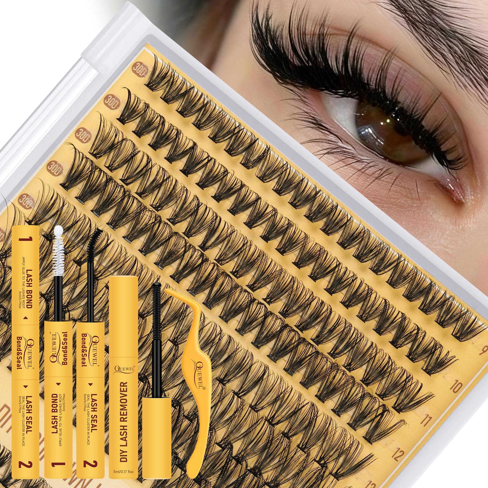 QUEWEL Lash Clusters Kit – 320 Pcs 30D/40D Wispy Lash Extensions for DIY Styling