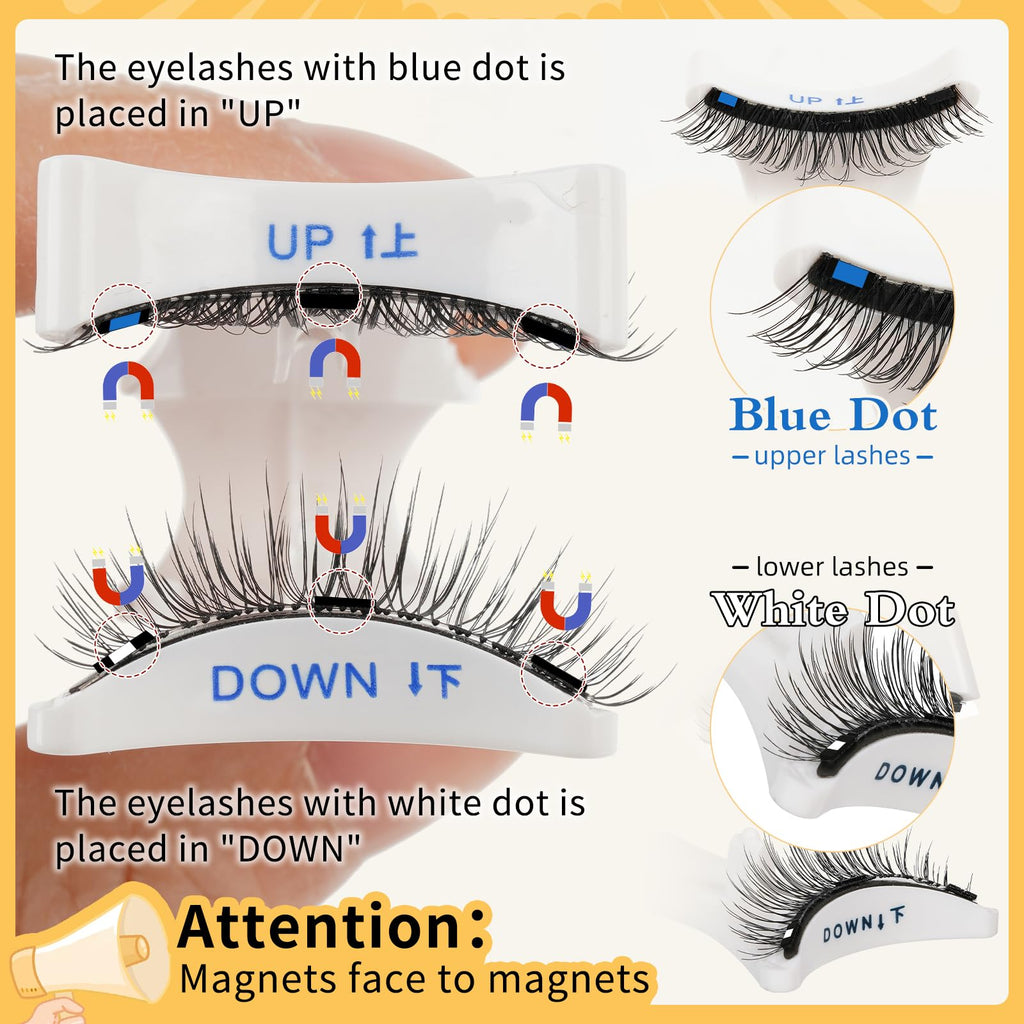 QUEWEL Magnetic Eyelashes Kit – 2 Pairs, No Glue Needed, Cat Eye Look