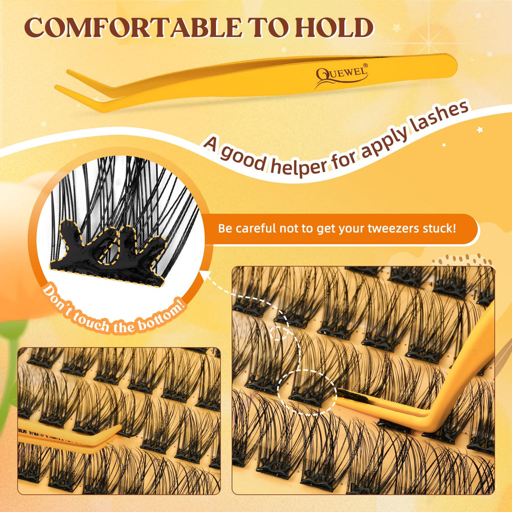 QUEWEL Self Adhesive Lash Clusters Kit — No Glue Needed, 10–16mm, DIY Lashes