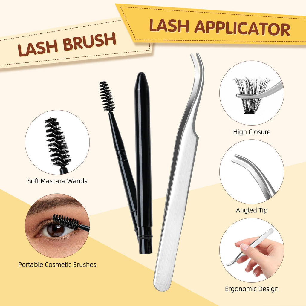 QUEWEL DIY Lash Extension Kit | 300 Pcs Cluster Lashes 10-20mm | Waterproof Lash Bond & Seal