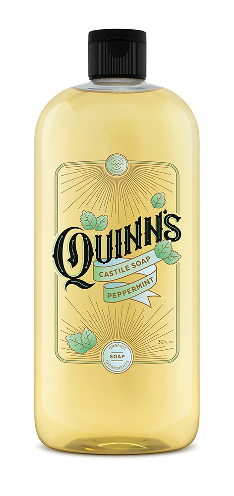 Quinn's Pure Castile Organic Liquid Soap, Peppermint, 32 oz | Multi-Purpose, Vegan & Biodegradable
