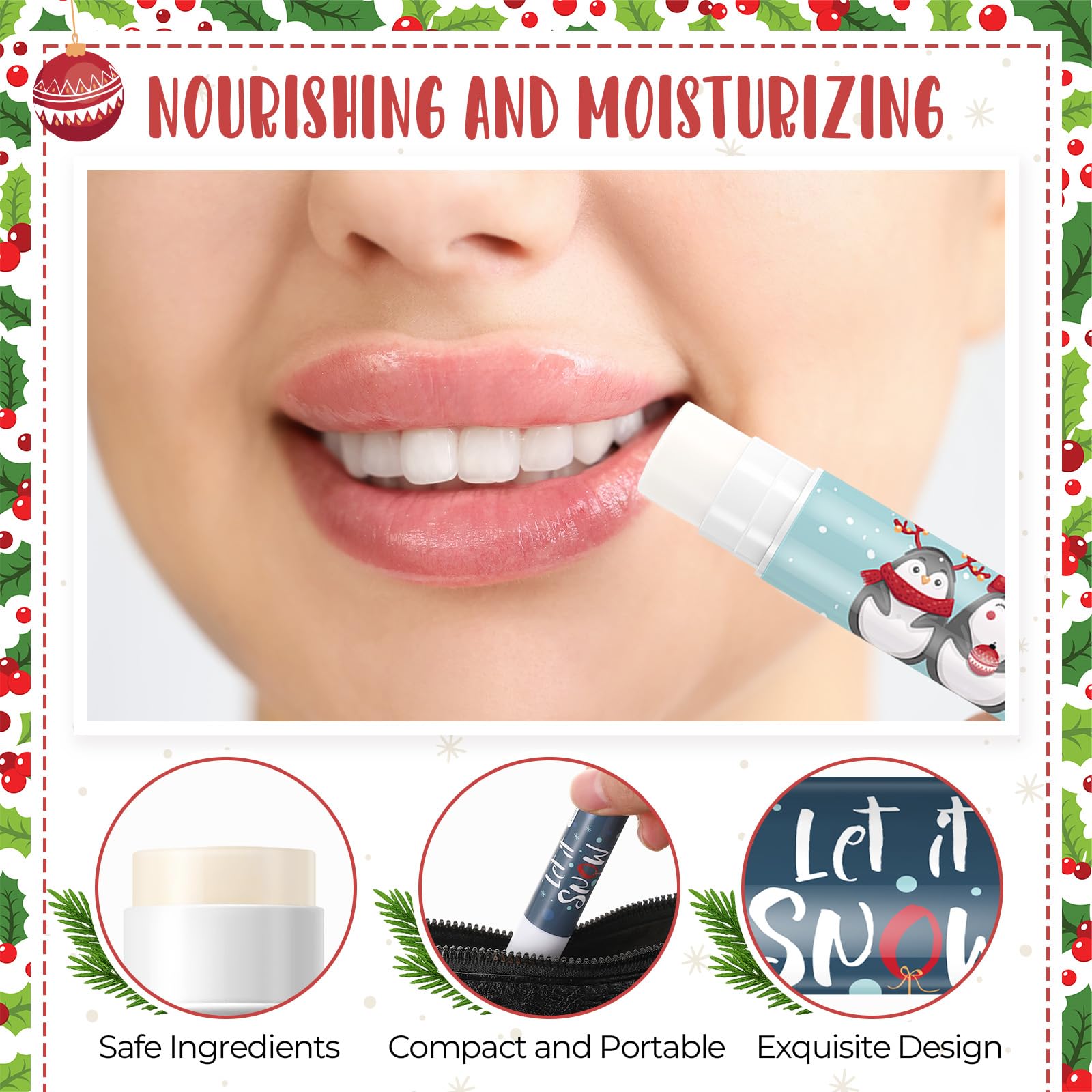 Qunclay 75-Piece Christmas Lip Balms Bulk — Honey, Mint, Lemon, Coconut & Vanilla