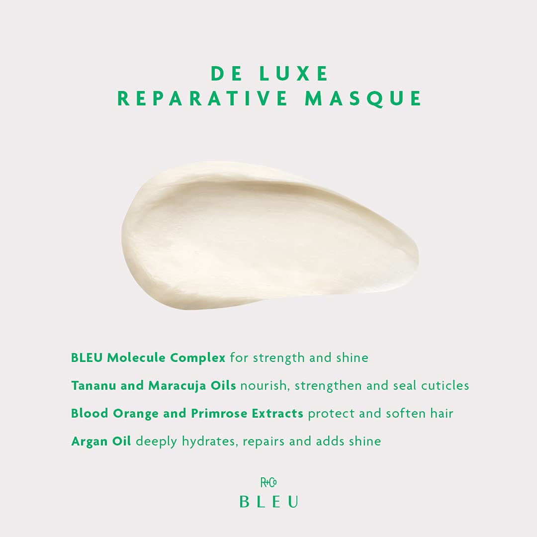R+Co BLEU De Luxe Reparative Masque – Texture, Strength & Shine for Dry, Damaged Hair (5 oz)