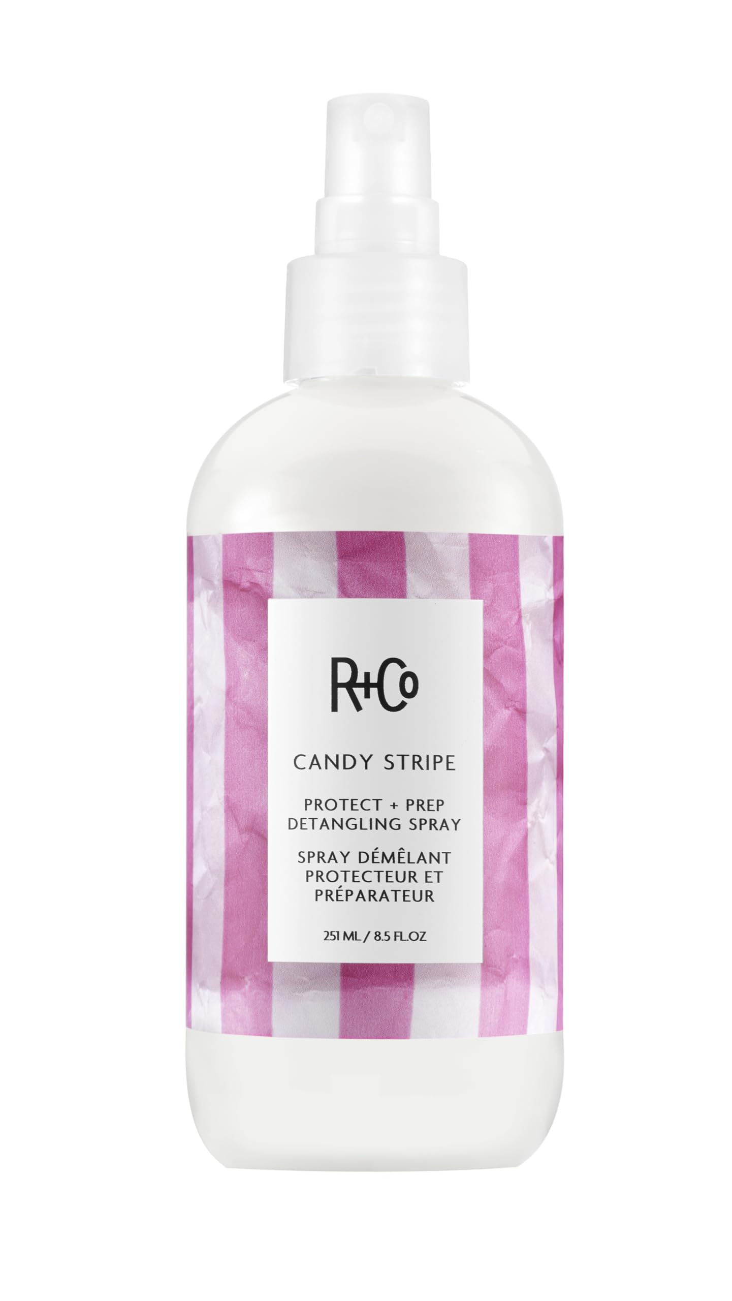 R+Co Candy Stripe Protect + Prep Detangling Spray – Lightweight Leave-In