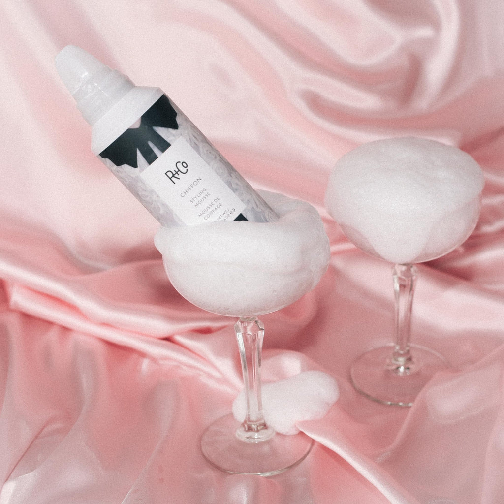 R+Co CHIFFON Styling Mousse – Lightweight Volume, Body & Shine (165 ml / 5.6 oz)