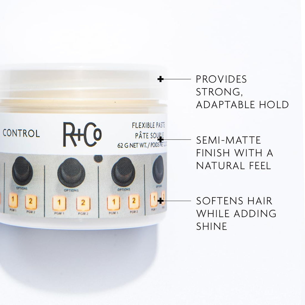 R+Co Control Flexible Paste | Strong Hold, Natural Finish | Vegan & Cruelty-Free | 2.2 oz