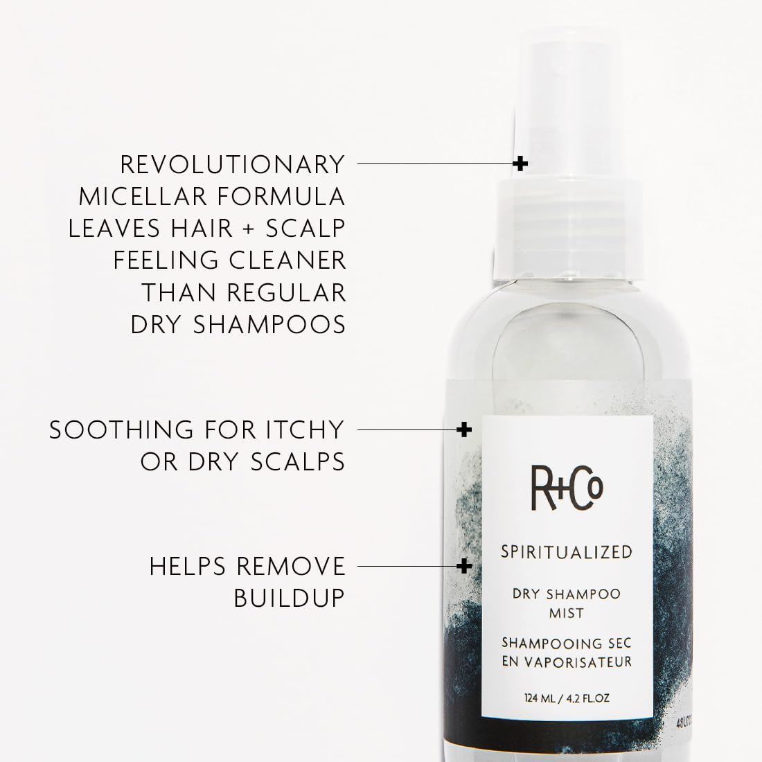 R+Co SPIRITUALIZED Dry Shampoo Mist – Micellar Cleanse for Hair & Scalp (4.2 oz) – Vegan & Cruelty-Free