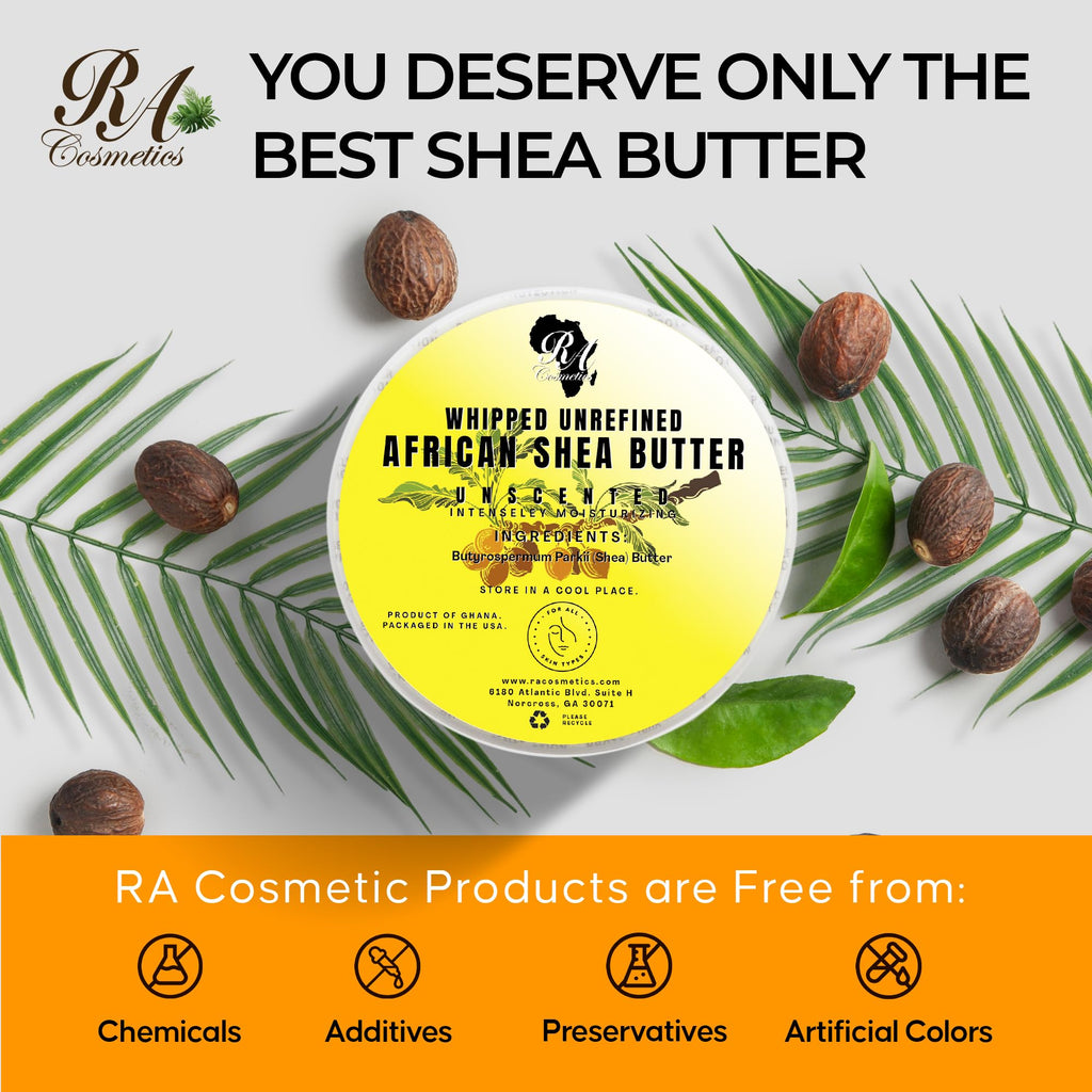 RA Cosmetics Pure Shea Butter, Unscented - 12oz | 100% Pure African Shea Butter for Skin, Hair & Lips