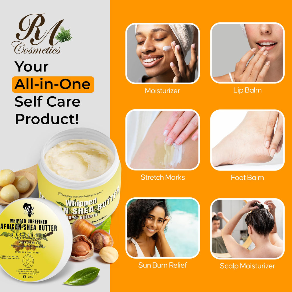 RA Cosmetics Pure Shea Butter, Unscented - 12oz | 100% Pure African Shea Butter for Skin, Hair & Lips