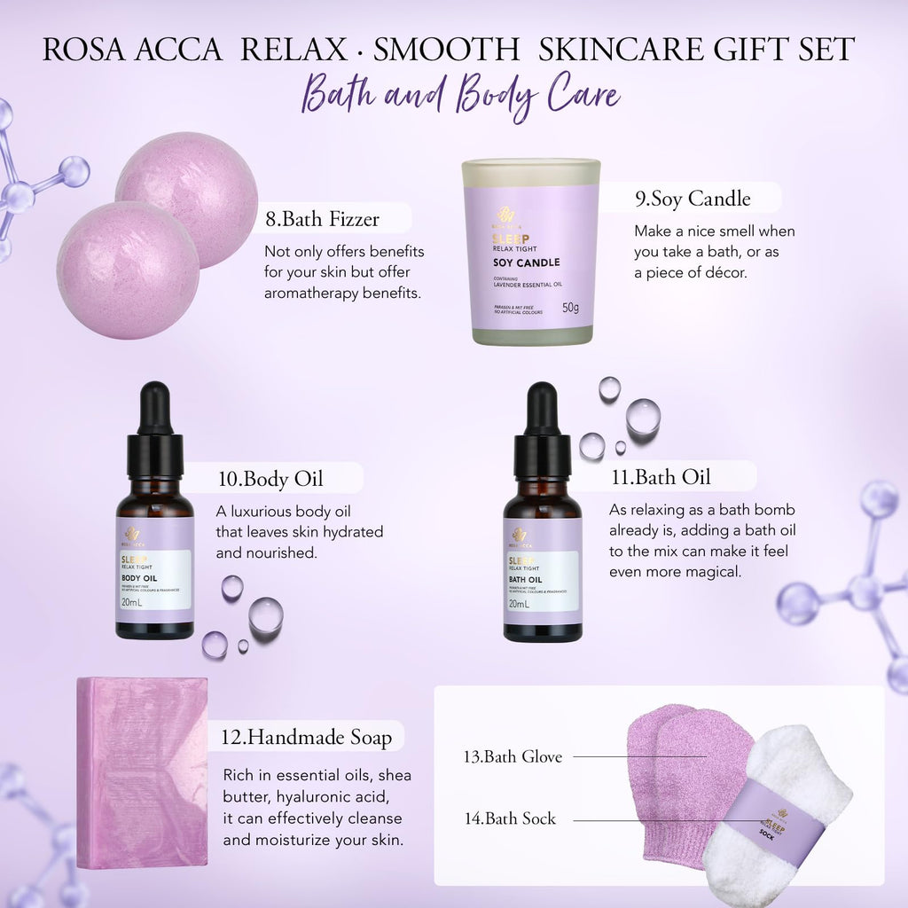 RA ROSA ACCA Valentines Day Gift Set – 30-Piece Skin Care & Bath Spa Collection