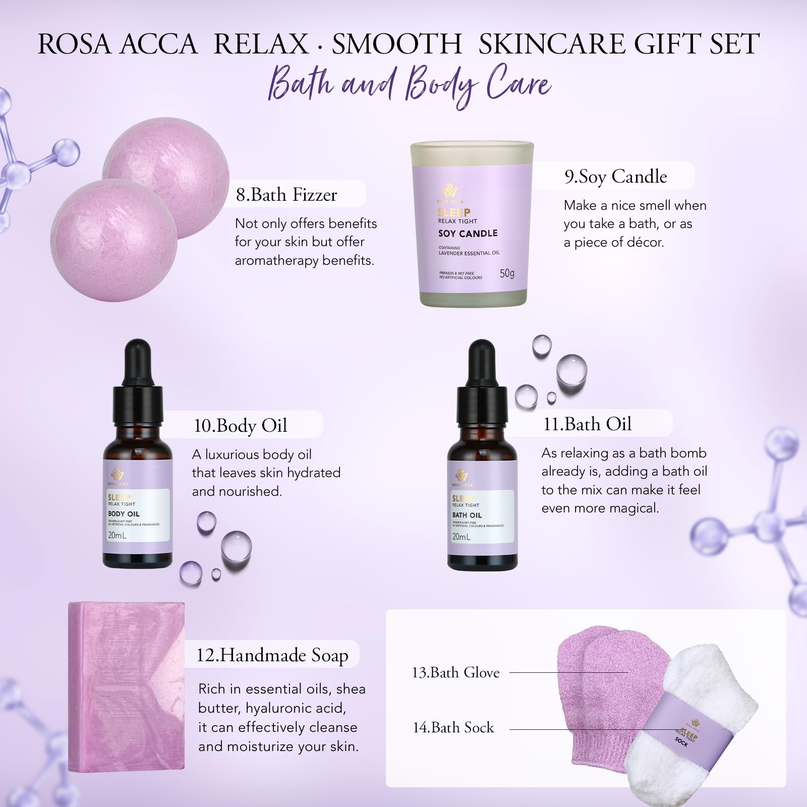 RA ROSA ACCA Valentines Day Gift Set – 30-Piece Skin Care & Bath Spa Collection