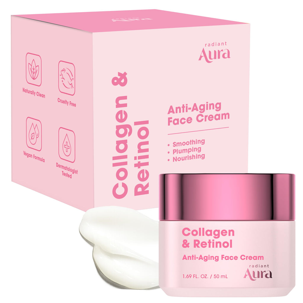 Radiant Aura Collagen & Retinol Face Cream – Vegan Korean Skincare for Firming & Hydration