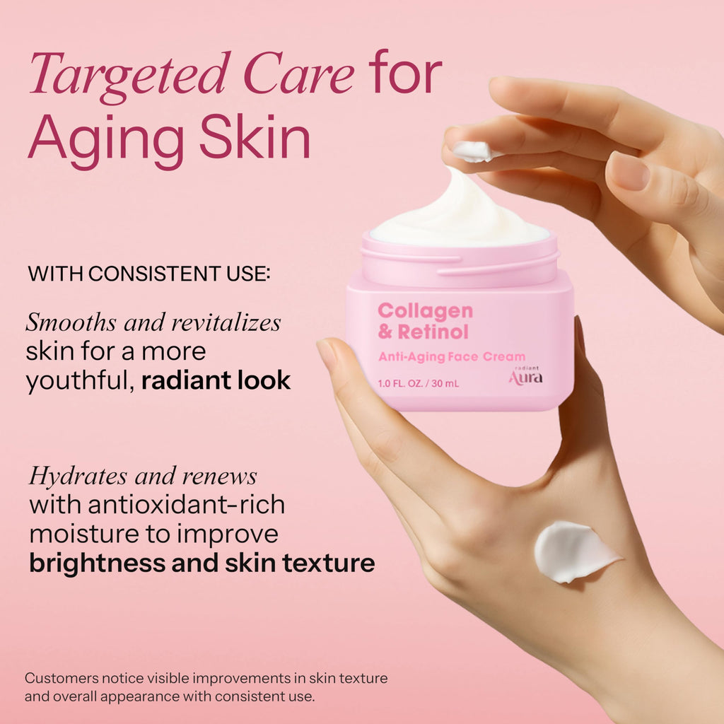 Radiant Aura Collagen & Retinol Face Cream – Vegan Korean Skincare for Firming & Hydration