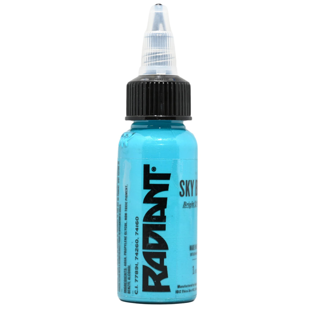 Radiant Colors Sky Blue Tattoo Ink 1oz – Bright Airy Blue for Highlights & Cool Color Effects