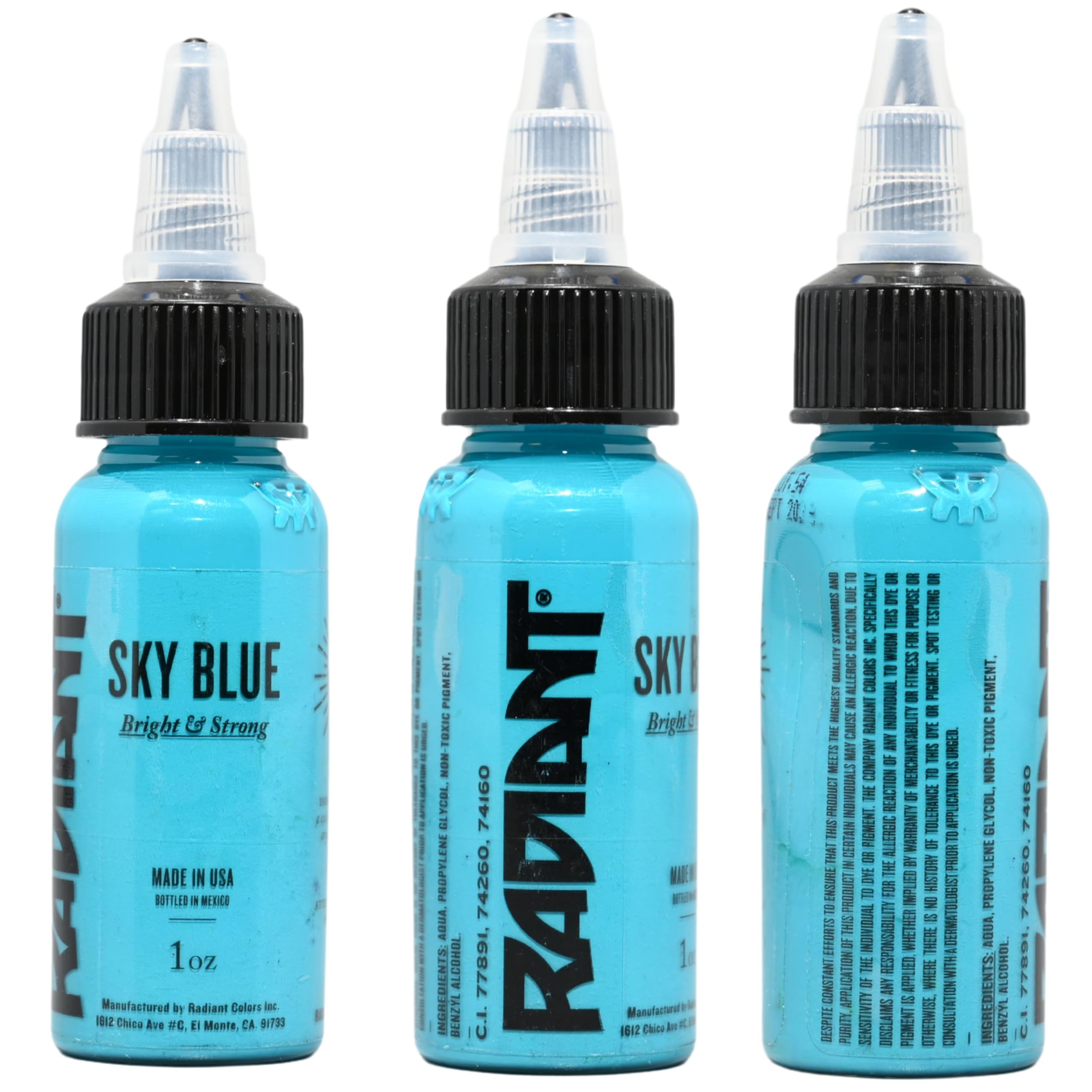 Radiant Colors Sky Blue Tattoo Ink 1oz – Bright Airy Blue for Highlights & Cool Color Effects