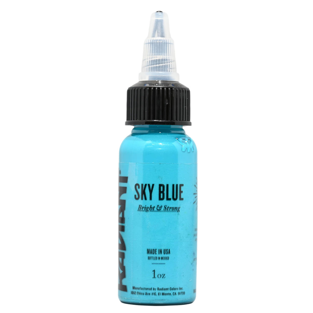 Radiant Colors Sky Blue Tattoo Ink 1oz – Bright Airy Blue for Highlights & Cool Color Effects