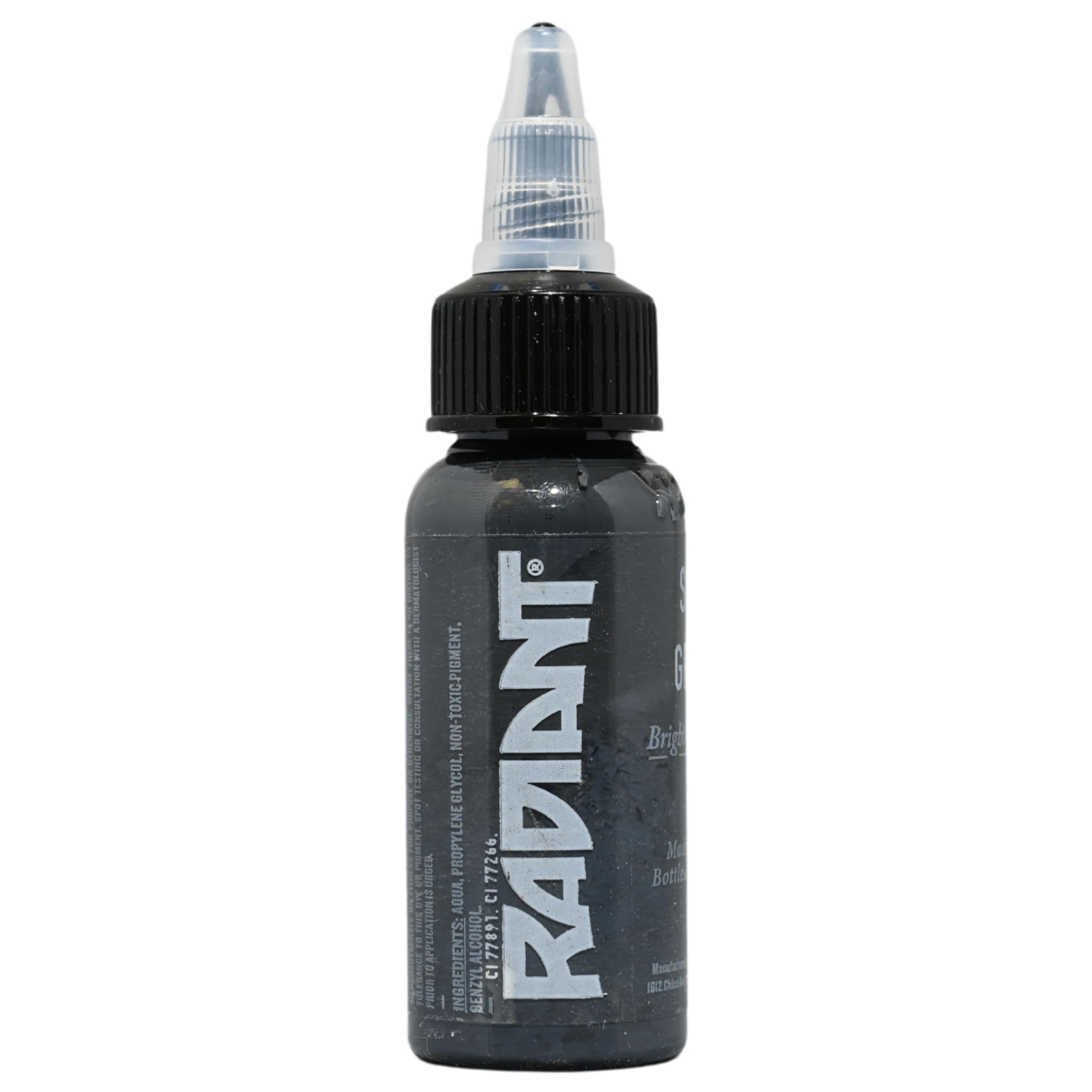 Radiant Colors Sly Gray Tattoo Ink 1oz – Smooth Mid Gray for Shading & Soft Contrast