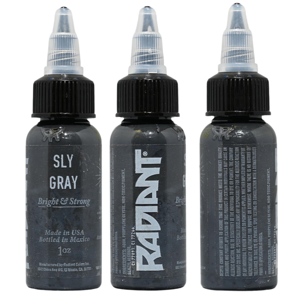 Radiant Colors Sly Gray Tattoo Ink 1oz – Smooth Mid Gray for Shading & Soft Contrast