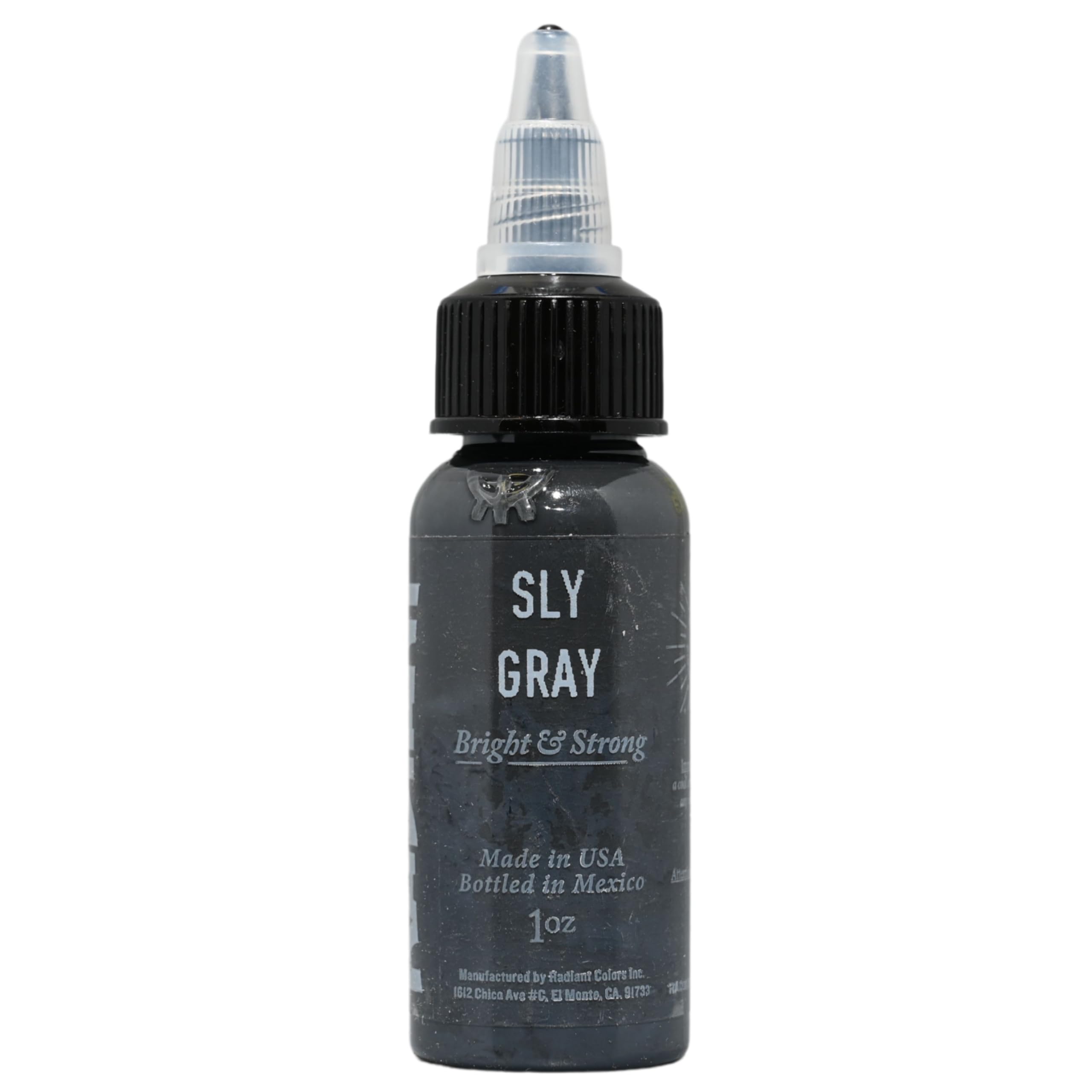 Radiant Colors Sly Gray Tattoo Ink 1oz – Smooth Mid Gray for Shading & Soft Contrast