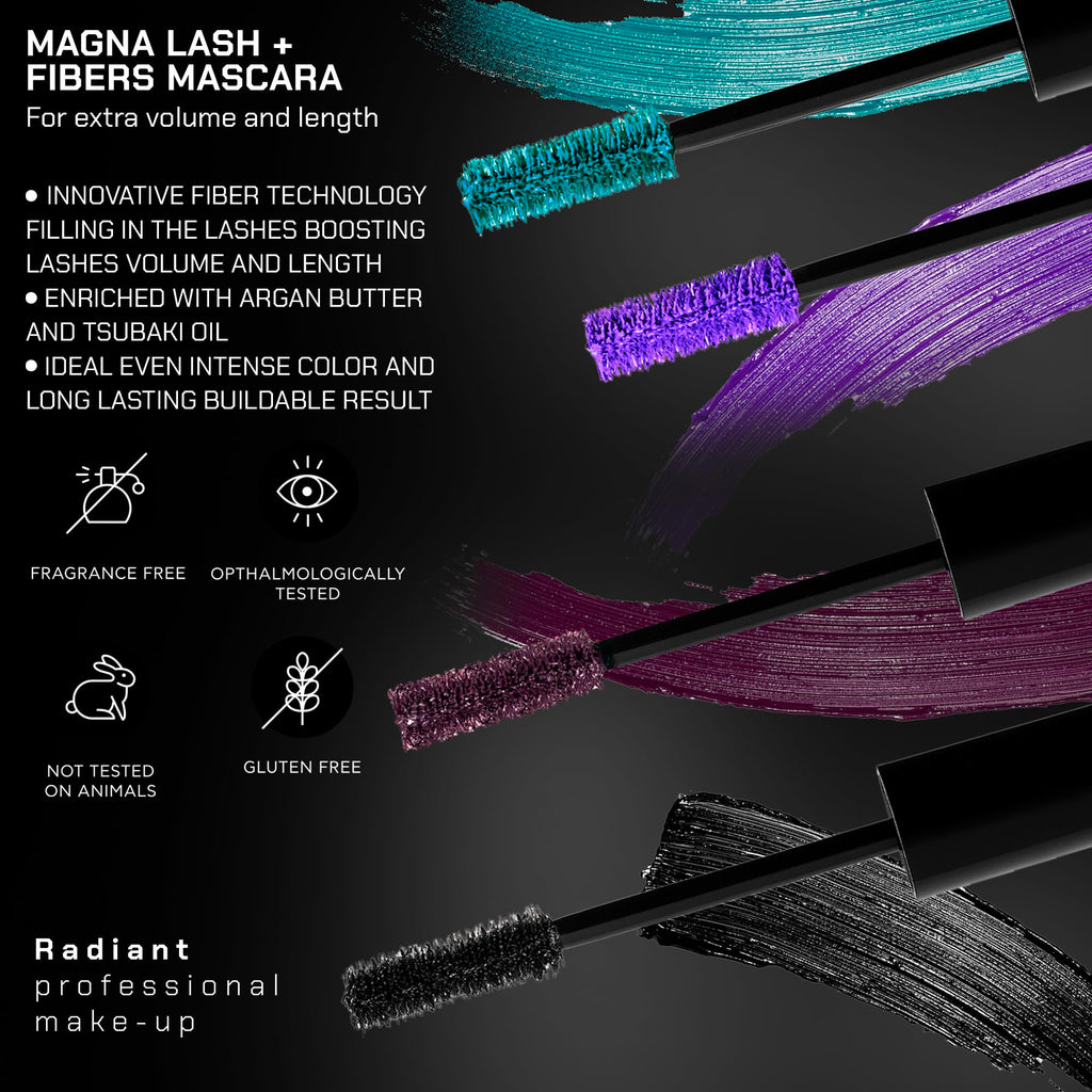 Radiant Professional Lengthening Mascara – Fiber Lash, Smudge-Proof Volume & Length | Cruelty-Free Formula with Argan Butter & Tsubaki Oil | 0.43 oz (03 AMETHYST)