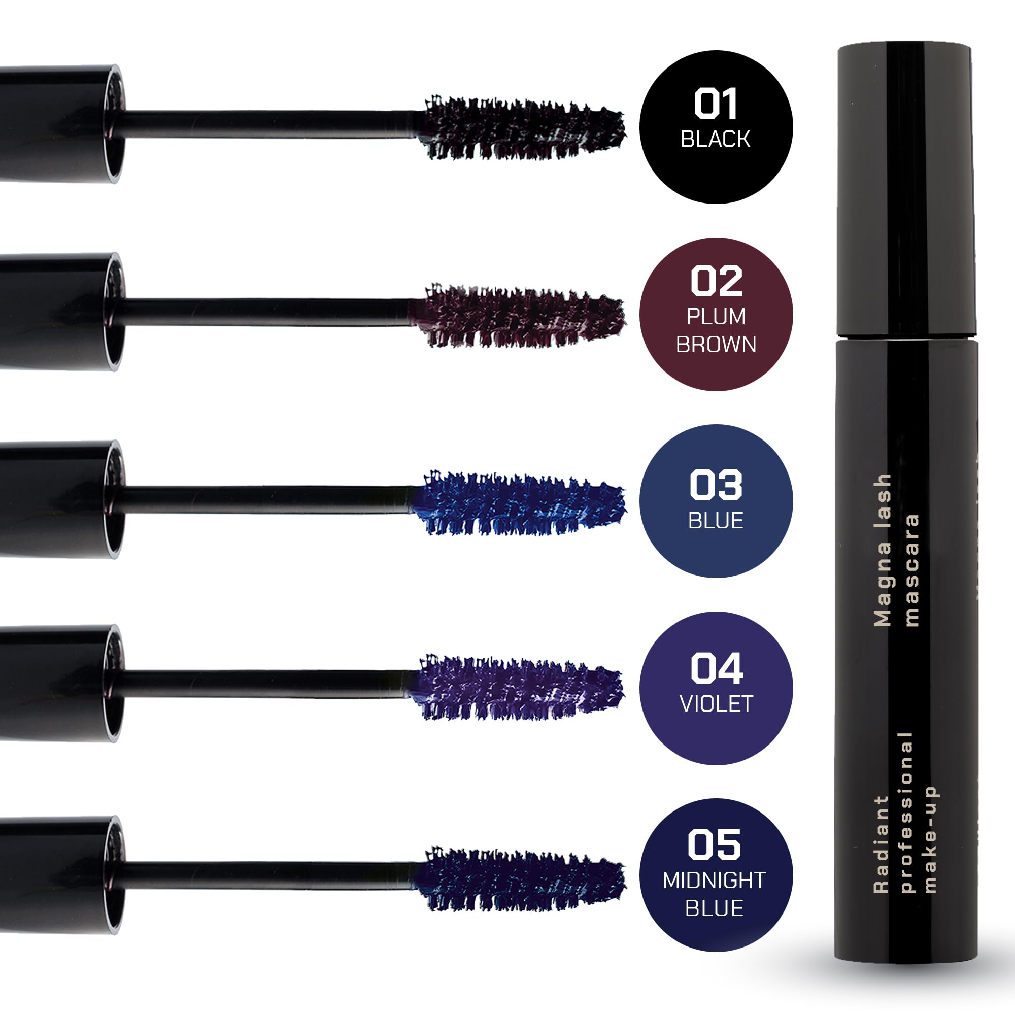 Radiant Professional Lengthening Mascara with Silicone Brush – Smudge-Proof Curl & Volume for Sensitive Eyes (04 Violet)