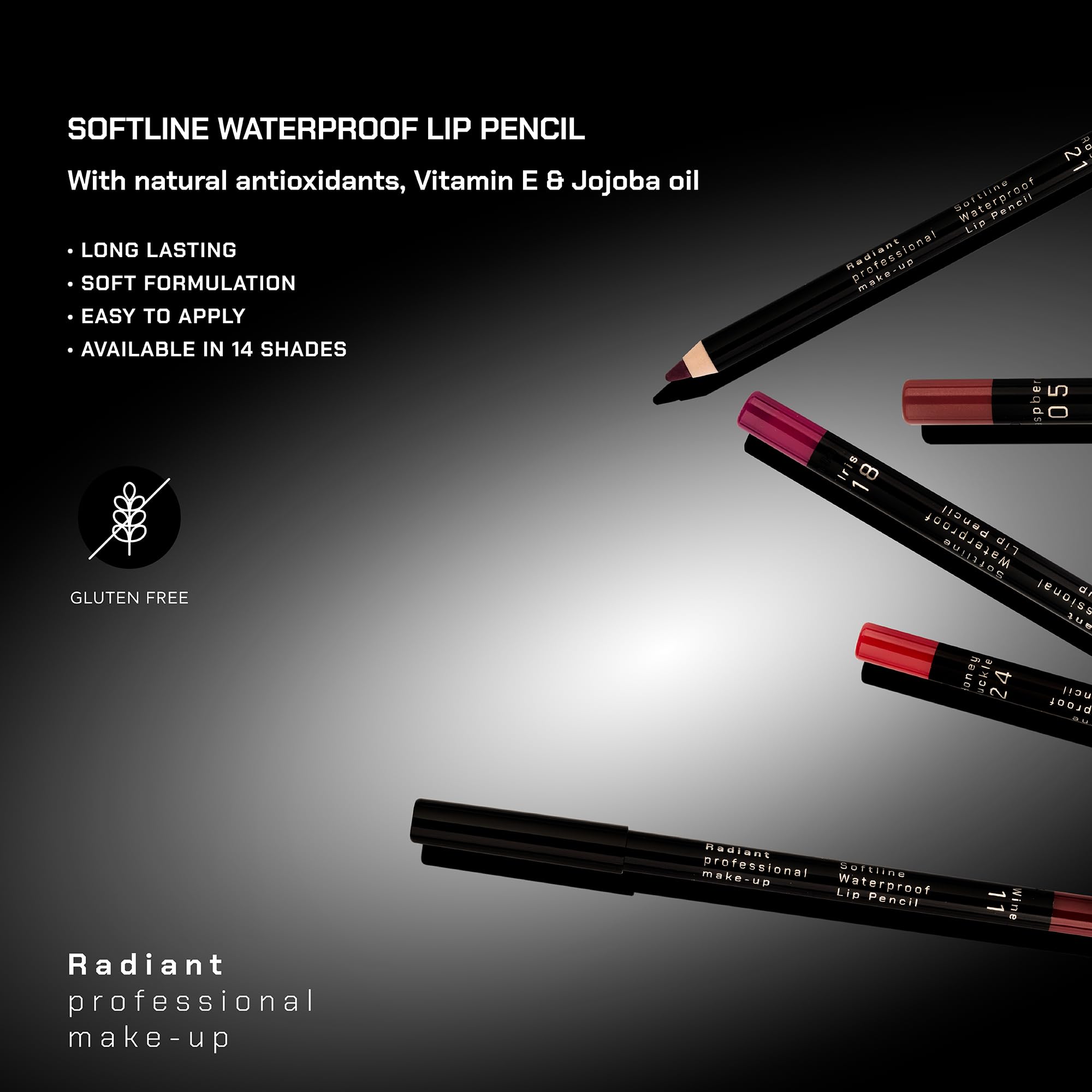 Radiant Professional Waterproof Lip Liner Pencil Raspberry 05 – Long-Lasting, Vitamin E
